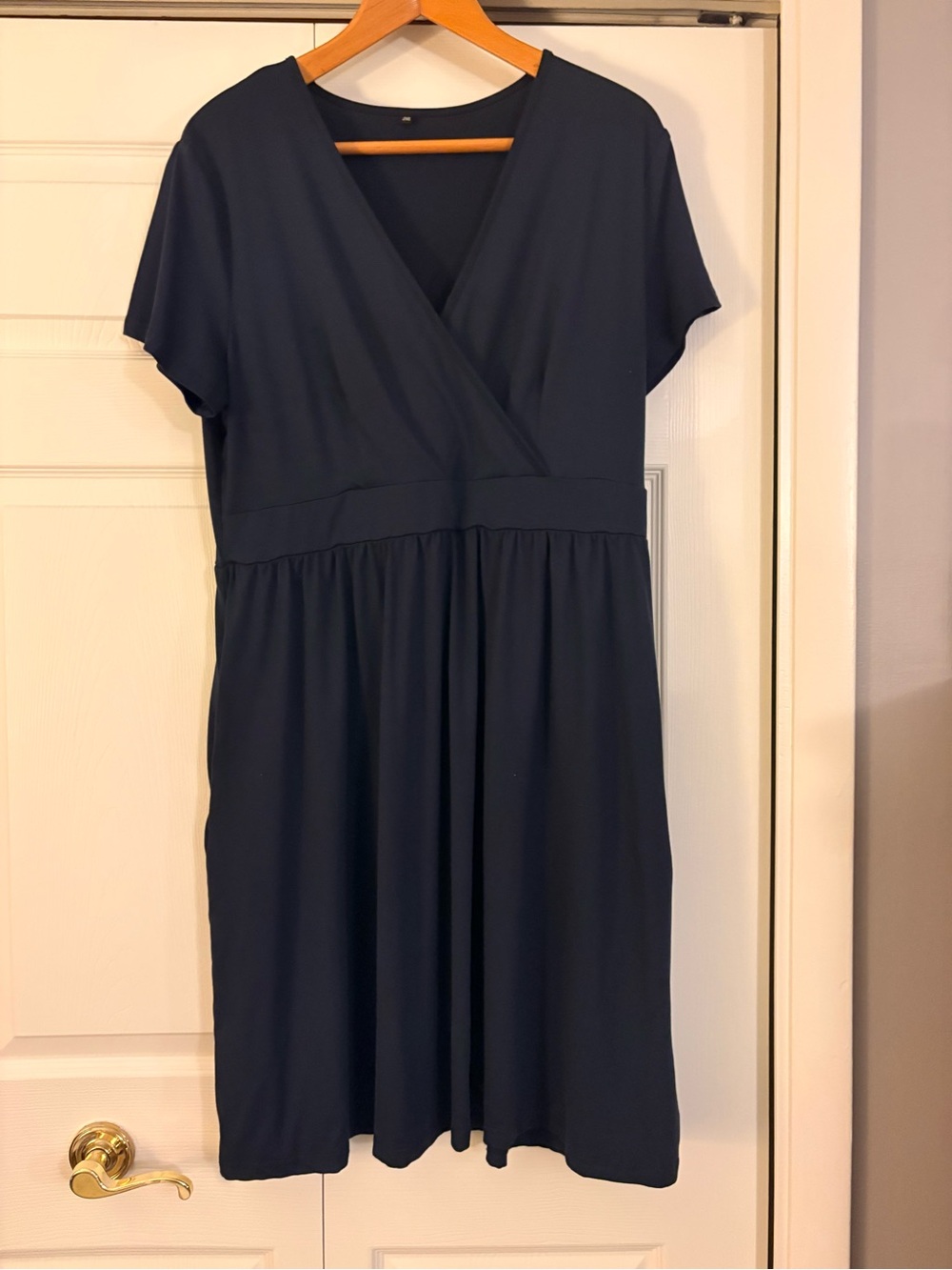 Wrap-Style Midi Dress in Navy